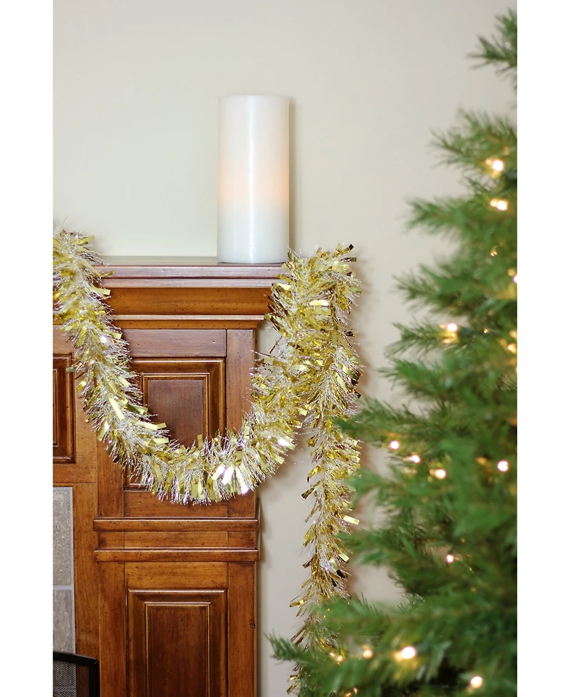 Northlight 50' Gold and White Wide Cut Christmas Tinsel Garland - Unlit