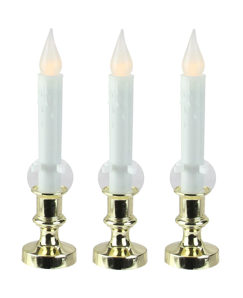 Northlight Set of 3 Battery Operated Led Flickering Window Christmas Candle Lamps 8.5"