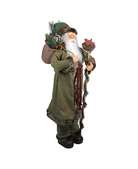 Northlight 51" Plush Standing Santa Claus Christmas Figure with Gift Bag and Staff