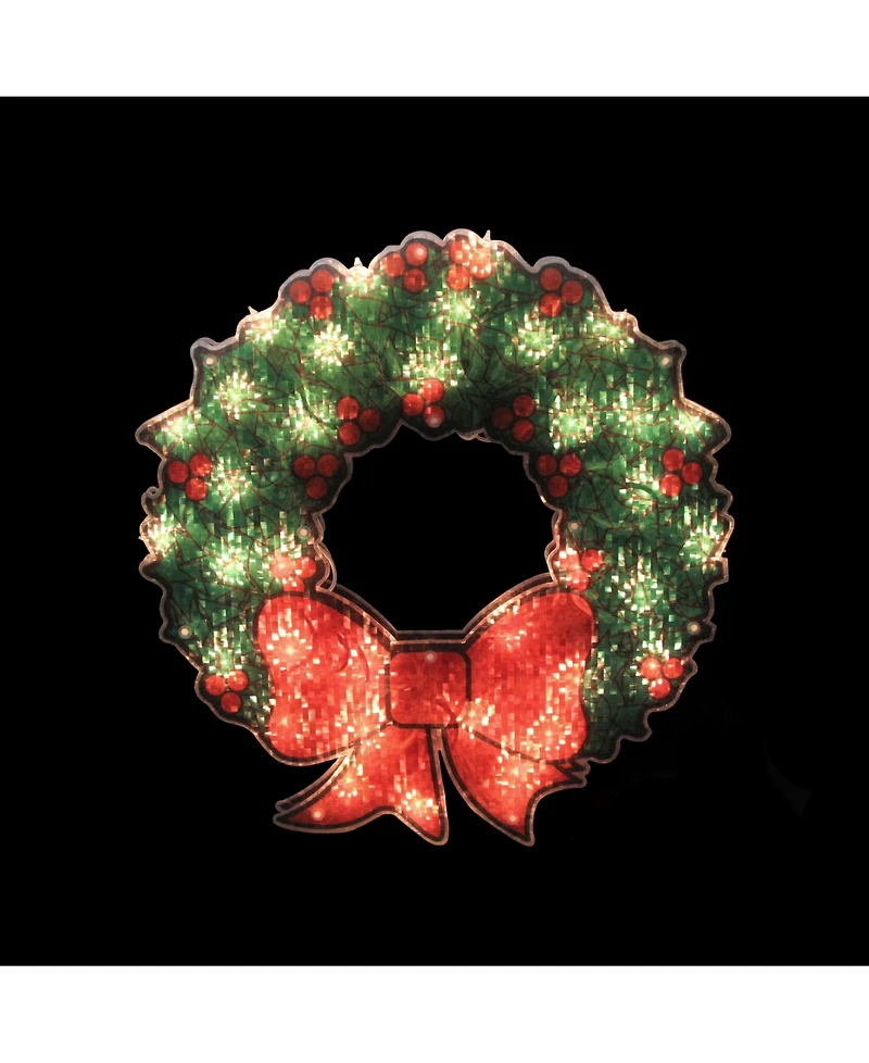 Northlight 15" Lighted Holographic Christmas Wreath Window Silhouette Decoration