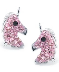 Pave Crystal Unicorn Stud Earrings in Sterling Silver