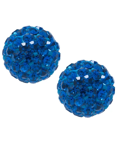 Crystal 8mm Pave Earrings in Sterling Silver. Available in Clear, Blue, Light Blue or Multi