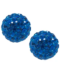 Crystal 8mm Pave Earrings in Sterling Silver. Available in Clear, Blue, Light Blue or Multi