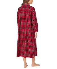 Lanz of Salzburg Cotton Lace-Trim Flannel Nightgown