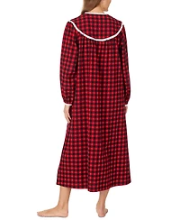 Lanz of Salzburg Cotton Lace-Trim Flannel Nightgown
