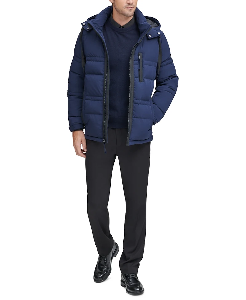 Marc New York Men's Huxley Crinkle Down Jacket with Removable Hood
