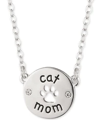 Pet Friends Jewelry Silver-Tone Cat Mom Pendant Necklace, 16" + 3" extender