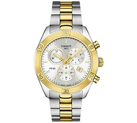 Tissot Women's Swiss Chronograph T-Classic Pr 100 Two-Tone Pvd Stainless Steel Bracelet Watch 38mm