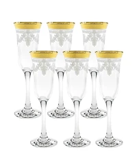 Lorren Home Trends Flutes with a Stencil Pattern and Gold Band, Set of 6