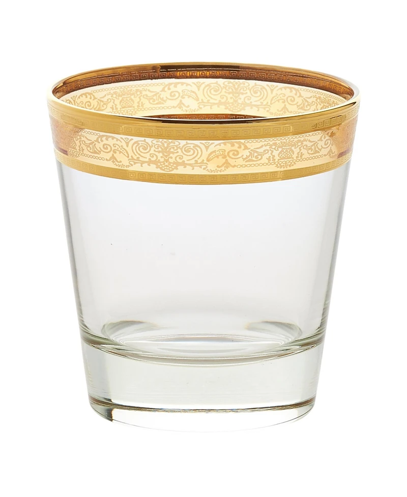 Lorren Home Trends Melania Collection Multicolor Double Old Fashion Glasses, Set of 6