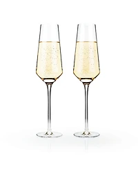 Viski Raye Angled Crystal Champagne Flutes, Set of 2, 8 Oz