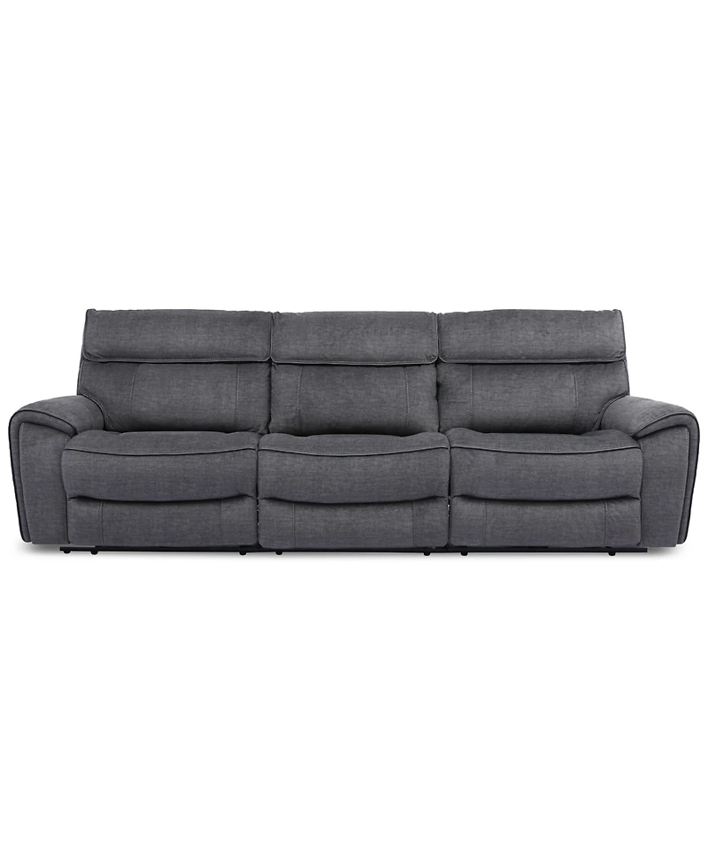 Closeout! Hutchenson 3-Pc. Fabric Sectional with 3 Power Recliners and Headrests
