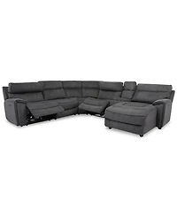 Closeout! Hutchenson 6-Pc. Fabric Chaise Sectional with 2 Power Recliners and Console