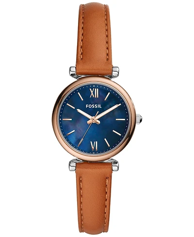Fossil Women's Carlie Mini Leather Strap Watch 28mm