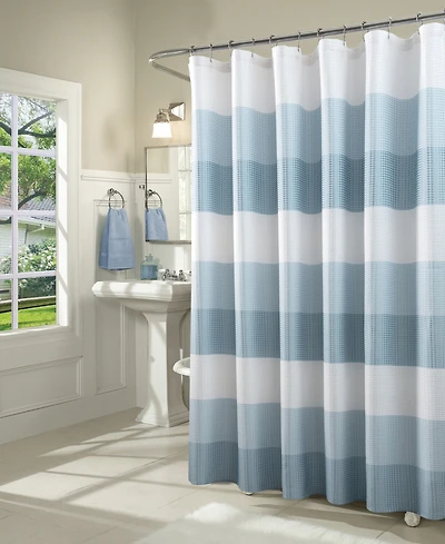 Spa 251 Ombre Waffle Striped Shower Curtain, 70" x 72"