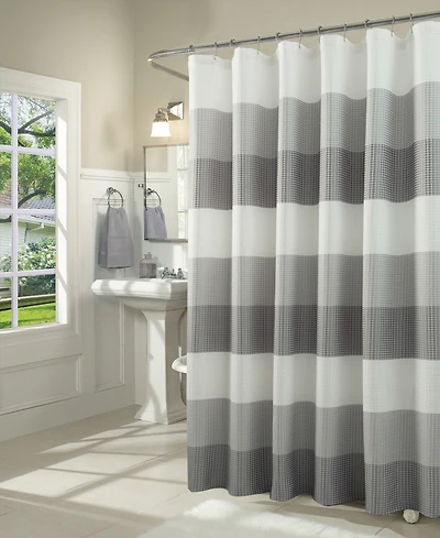 Spa 251 Ombre Waffle Striped Shower Curtain, 70" x 72"