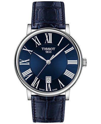 Tissot Men's Swiss Carson Premium Blue Leather Strap Watch 40mm
