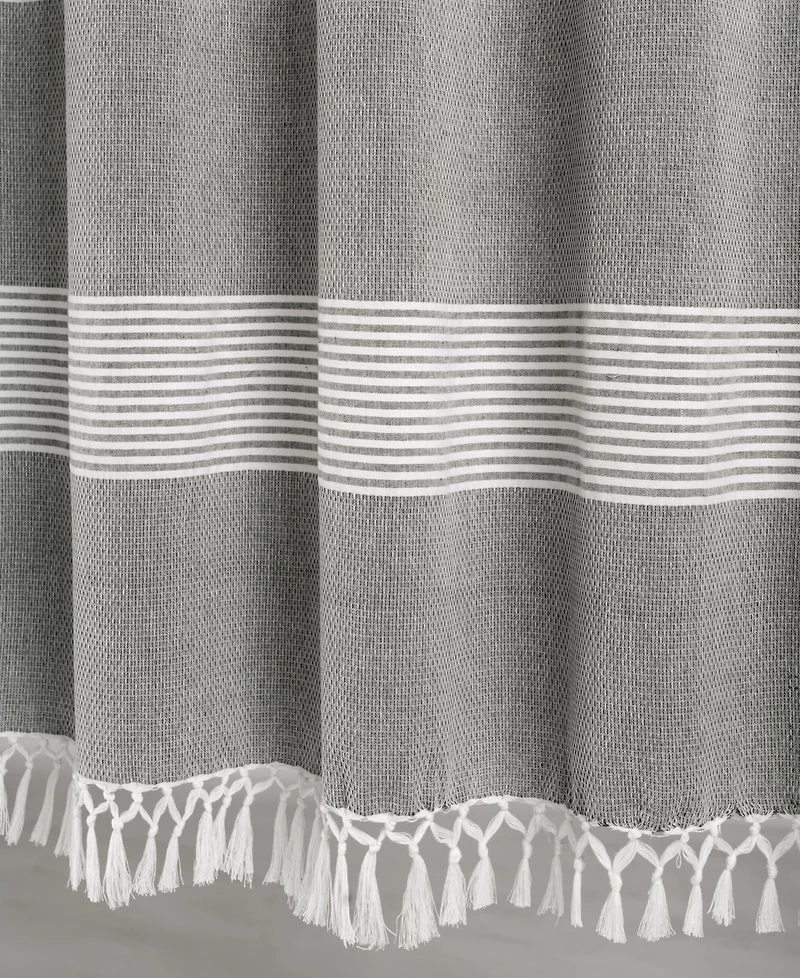Lush Decor Tucker Stripe Yarn Dyed Cotton Knotted Tassel Window Curtain Panels