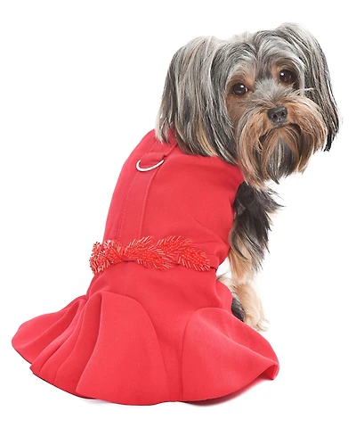 Parisian Pet Satin Embellished Red Dress