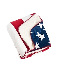 Saro Lifestyle Us Flag Design Sherpa Throw, 50" x 60"
