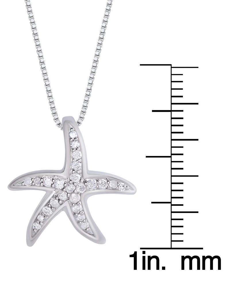Diamond 1/6 ct. t.w. Starfish Pendant Necklace in Sterling Silver