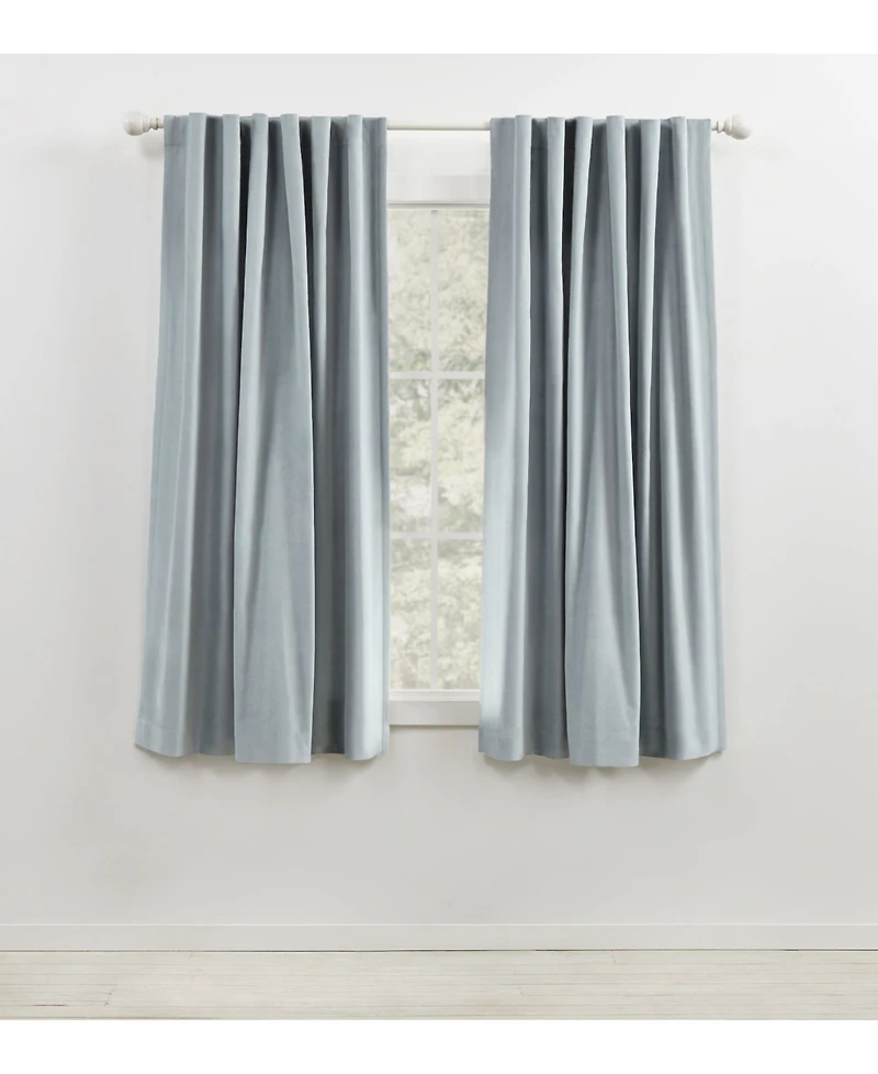 Lauren Ralph Velvety Room Darkening Back Tab Rod Pocket Curtain Panel, 52" x 63"