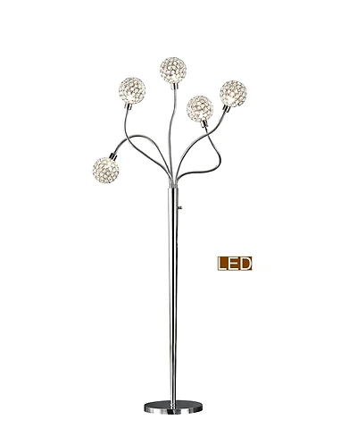 Artiva Usa Soho 65" H Led Modern 5-Light Crystal Balls Floor Lamp with Dimmer
