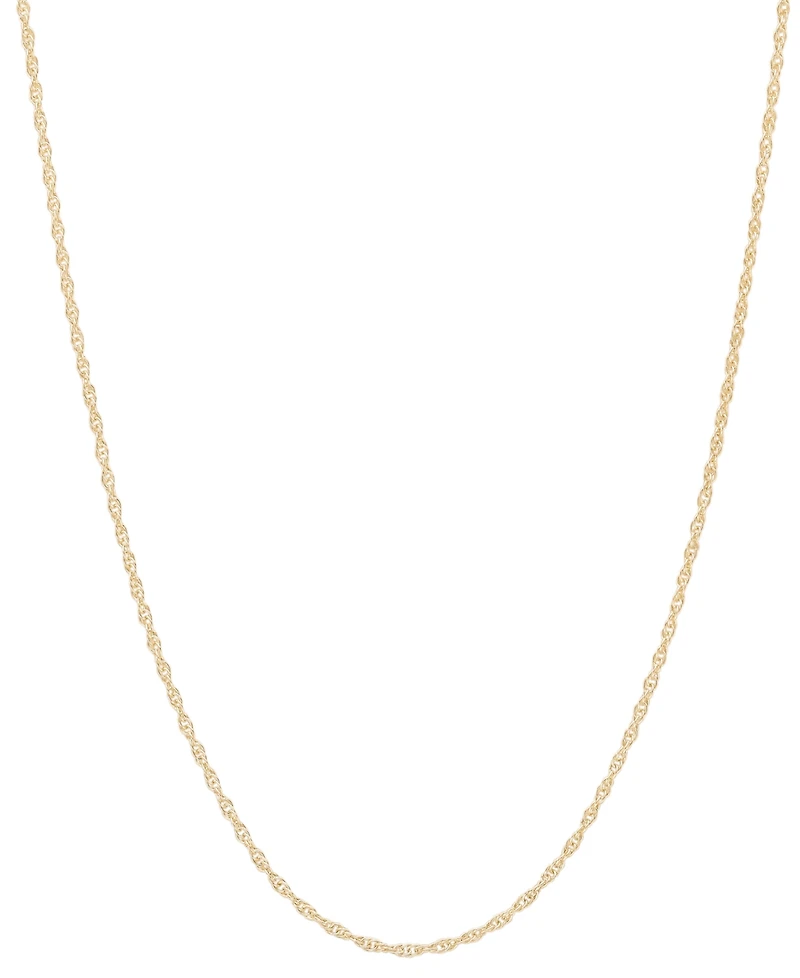 Lightweight 14k Gold Necklace, 18" Light Rope Chain (1mm)