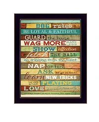 Trendy Decor 4U Dog Rules By Marla Rae, Printed Wall Art, Ready to hang, Black Frame, 18" x 22"