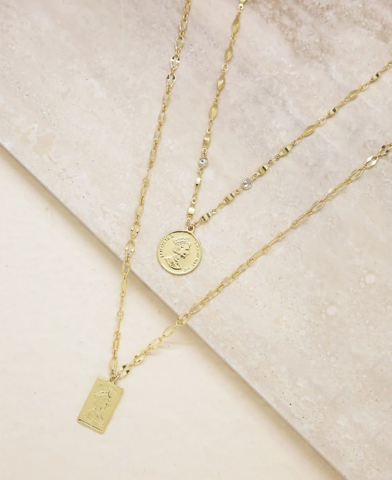 Ettika Medallions of Mine Layered Gold Plated Coin Necklace Set