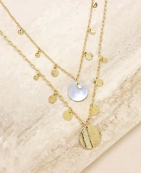 Ettika Pacific Princess Layered Shell Disc Necklace Set