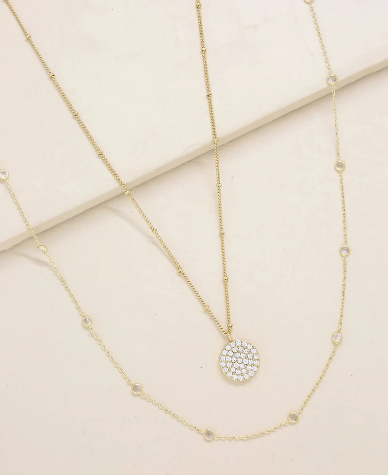 Ettika Crystal Disc Layered Necklace Set