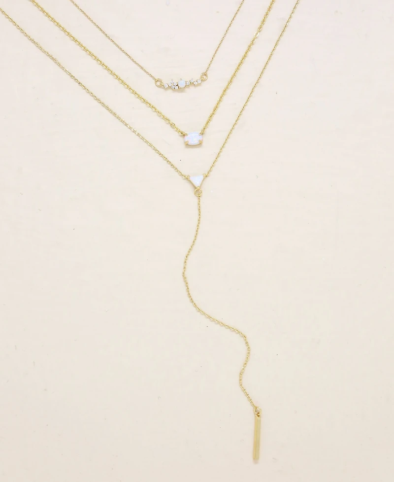 Ettika Layered Opal Lariat Necklace, Set of 3