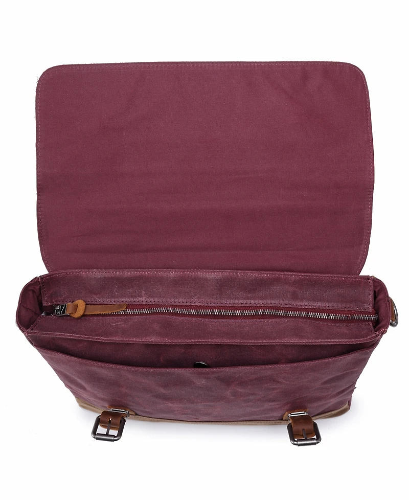 Tsd Brand Stone Creek Waxed Canvas Briefcase