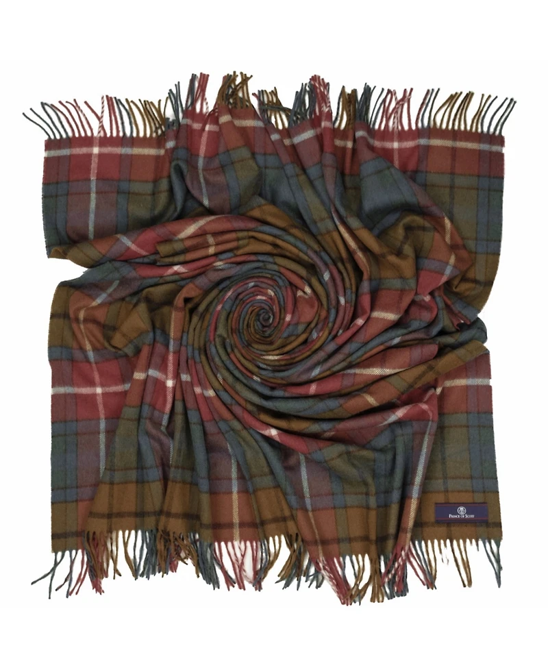 Prince of Scots Highland Tartan Tweed Merino Wool Throw, 55" x 72"
