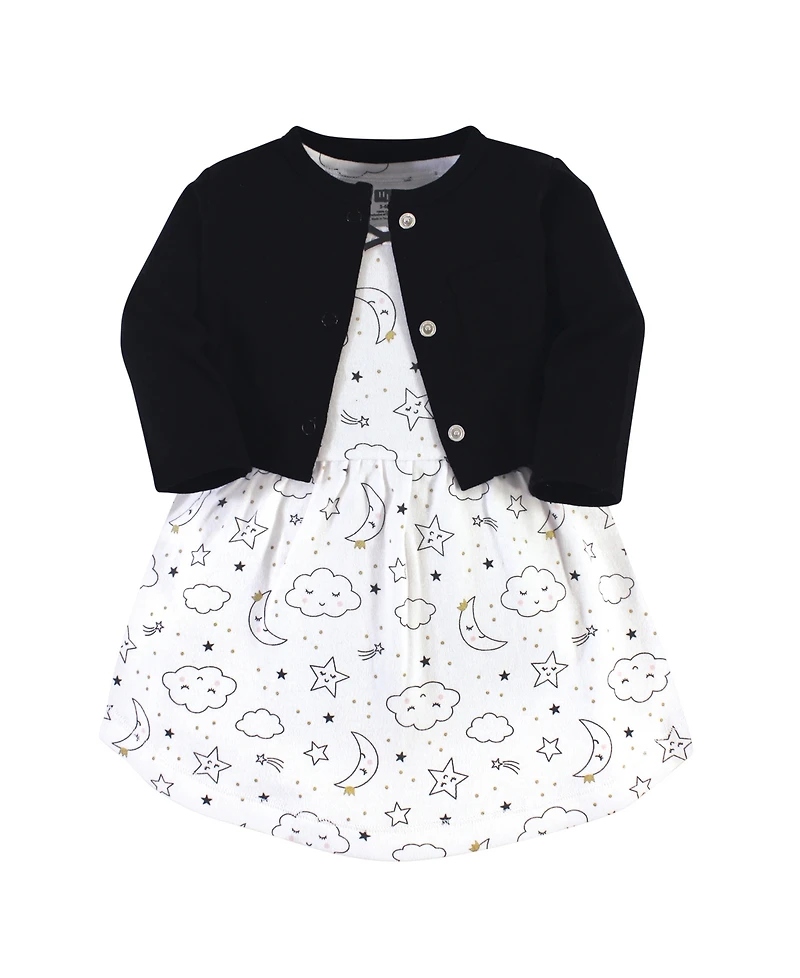 Hudson Baby Toddler Girls Cotton Dress and Cardigan Set