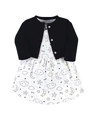 Hudson Baby Toddler Girls Cotton Dress and Cardigan Set