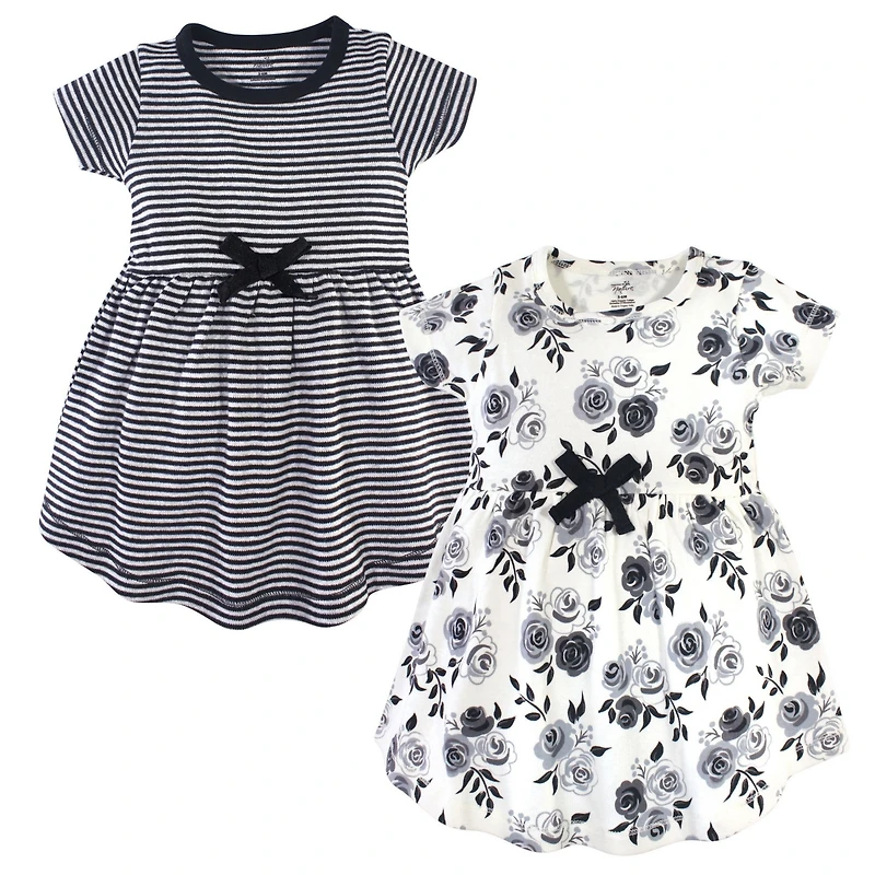 Touched by Nature Baby Girls Comfortable Natural Cotton Dresses with Short & Long Sleeve Variations
