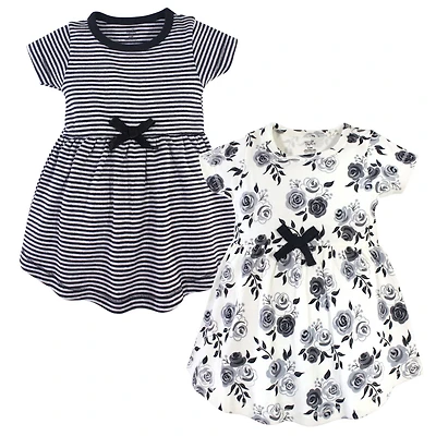 Touched by Nature Baby Girls Natural Cotton Dress Duo Short Long Sleeve Styles