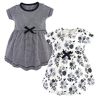 Touched by Nature Baby Girls Comfortable Natural Cotton Dresses with Short & Long Sleeve Variations