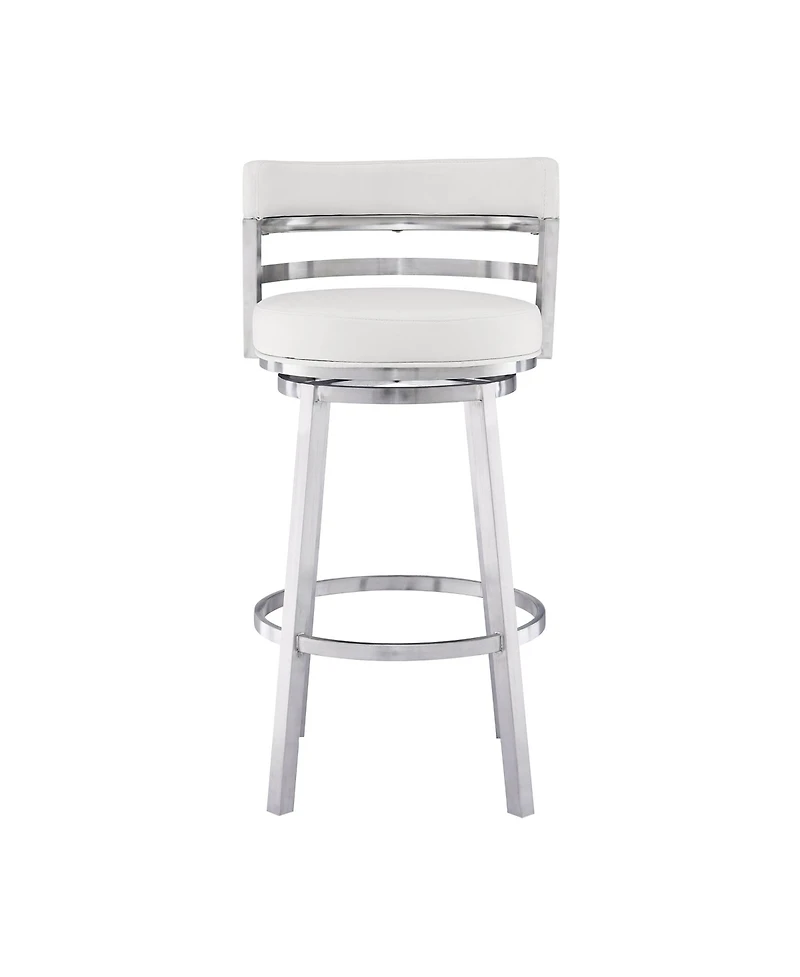 Madrid 26" Counter Height Swivel Gray Artificial leather and Brushed Stainless Steel Bar Stool