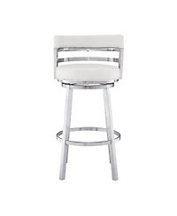 Madrid 26" Counter Height Swivel Gray Artificial leather and Brushed Stainless Steel Bar Stool