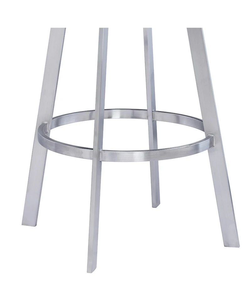 Saturn 30" Bar Height Swivel Gray Artificial leather and Brushed Stainless Steel Bar Stool
