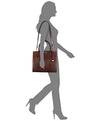 Brahmin Caroline Melbourne Embossed Leather Satchel Bag