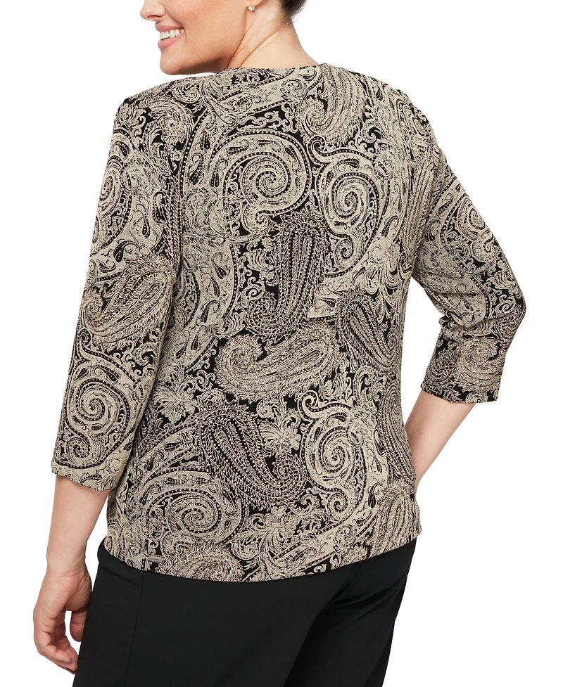 Alex Evenings Plus Glitter-Print Jacket & Top Set
