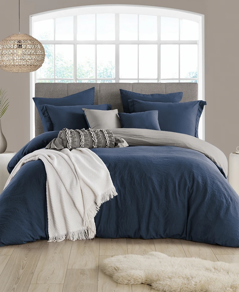 Cathay Home Inc. Ultra Soft Reversible Crinkle Duvet Cover Set, King/California King