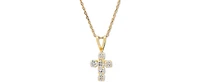 Cubic Zirconia Cross 18" Pendant Necklace in 14k Gold