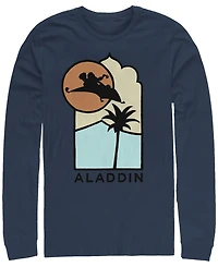 Disney Men's Aladdin Live Action Carpet Ride Line Art Logo, Long Sleeve T-Shirt