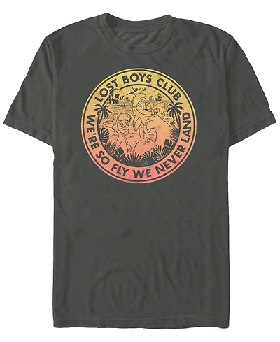 Disney Men's Peter Pan Lost Boys Club Gradient Emblem, Short Sleeve T-Shirt