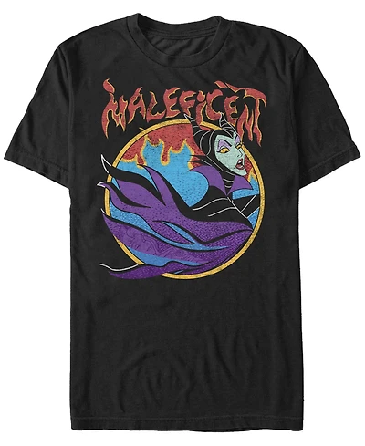 Disney Men's Sleeping Beauty Maleficent Vintage Inspired Flame Portrait, Short Sleeve T-Shirt